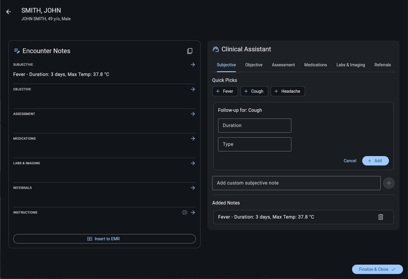 Quick Pick Interface